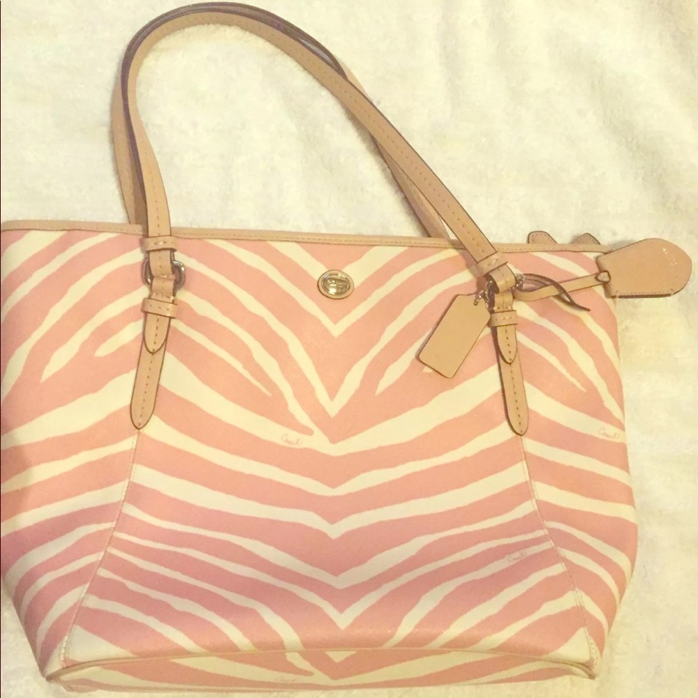 **SOLD! Pink Zebra Print Leather Coach Bag **SOLD